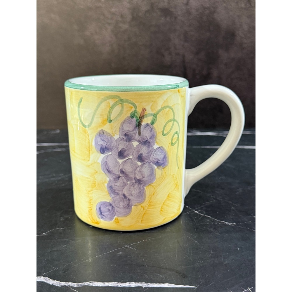 Caleca Frutta Made in Italy Hand Painted 4in Mug Grapes Apple Motif